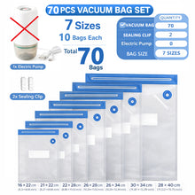 Load image into Gallery viewer, Reusable Vacuum Sealer Bags for Food Storage – Airtight, BPA-Free, Leakproof with Air Valve & Space Saving