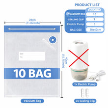 Load image into Gallery viewer, Reusable Vacuum Sealer Bags for Food Storage – Airtight, BPA-Free, Leakproof with Air Valve & Space Saving