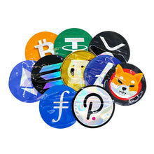 Load image into Gallery viewer, 100 pcs 1g Mylar Bags Holographic Crypto Bitcoin BTC USDT XRP LTC ETH OKB Cryptocurren Smell Proof Zip lock Pouch Small Bags