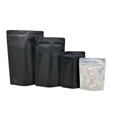 Load image into Gallery viewer, 0.5g 1g 3.5g 7g 14g 28g 454g 1lb Pound Black Matte Color Zipper Bag Smell Proof Pouch One Side Clear Mylar Bag 100PCS Free Ship