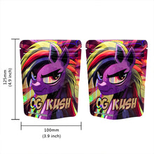 Load image into Gallery viewer, OG KUSH 3.5g Mylar Bag Zipper Pouch 100 PCS in Stock Mixed Designs Holographic Laser Glossy Bag