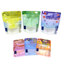 Load image into Gallery viewer, 10€ 20€ 50€ 100€ 200€ 500€ Bills Paper Zip lock Bag Small Pouch With Clear Window 1-3.5G Mylar Small Bag Customized Design EURO
