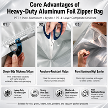 Load image into Gallery viewer, Heavy-Duty 4-Layer Aluminum Foil Storage Bags – Survival Grade Food Storage with Double Zipper