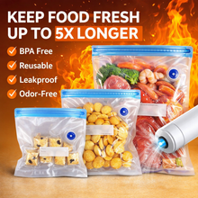 Load image into Gallery viewer, Reusable Vacuum Sealer Bags for Food Storage – Airtight, BPA-Free, Leakproof with Air Valve & Space Saving