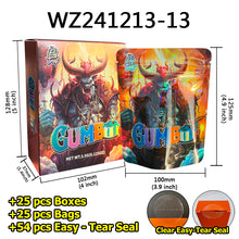 Load image into Gallery viewer, Stock 25 Pcs Mylar Bag 3.5g with 25 Pcs Boxes Cereal Paper Boxes Edible Cali Packs 8th Plug Smell Proof 3.5 Die Cut Mylar Bags with Boxes