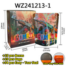 Load image into Gallery viewer, Stock 25 Pcs Mylar Bag 3.5g with 25 Pcs Boxes Cereal Paper Boxes Edible Cali Packs 8th Plug Smell Proof 3.5 Die Cut Mylar Bags with Boxes