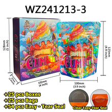 Load image into Gallery viewer, Stock 25 Pcs Mylar Bag 3.5g with 25 Pcs Boxes Cereal Paper Boxes Edible Cali Packs 8th Plug Smell Proof 3.5 Die Cut Mylar Bags with Boxes