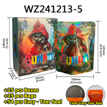 Load image into Gallery viewer, Stock 25 Pcs Mylar Bag 3.5g with 25 Pcs Boxes Cereal Paper Boxes Edible Cali Packs 8th Plug Smell Proof 3.5 Die Cut Mylar Bags with Boxes
