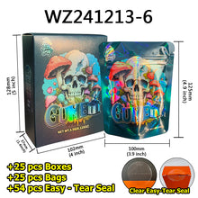 Load image into Gallery viewer, Stock 25 Pcs Mylar Bag 3.5g with 25 Pcs Boxes Cereal Paper Boxes Edible Cali Packs 8th Plug Smell Proof 3.5 Die Cut Mylar Bags with Boxes