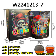 Load image into Gallery viewer, Stock 25 Pcs Mylar Bag 3.5g with 25 Pcs Boxes Cereal Paper Boxes Edible Cali Packs 8th Plug Smell Proof 3.5 Die Cut Mylar Bags with Boxes