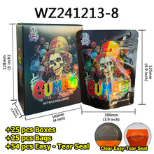 Load image into Gallery viewer, Stock 25 Pcs Mylar Bag 3.5g with 25 Pcs Boxes Cereal Paper Boxes Edible Cali Packs 8th Plug Smell Proof 3.5 Die Cut Mylar Bags with Boxes