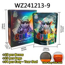 Load image into Gallery viewer, Stock 25 Pcs Mylar Bag 3.5g with 25 Pcs Boxes Cereal Paper Boxes Edible Cali Packs 8th Plug Smell Proof 3.5 Die Cut Mylar Bags with Boxes
