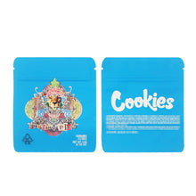 Load image into Gallery viewer, 1g -3g Cookies Plastic Zipper Pouch With Stickers laser Anti Label Foil Bags Flavor Herb Flower Dry Tobacco Retail Bags