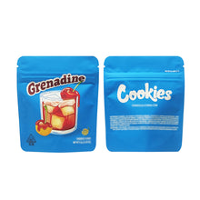 Load image into Gallery viewer, 1g -3g Cookies Plastic Zipper Pouch With Stickers laser Anti Label Foil Bags Flavor Herb Flower Dry Tobacco Retail Bags