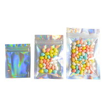 Load image into Gallery viewer, 100 Pcs Zip lock Plastic Bag Aluminum Foil Hologram Food Mylar Pouch Smell Water Proof Zipper Reclosable Pouches
