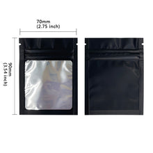 Load image into Gallery viewer, 0.5g 1g 3.5g 7g 14g 28g 454g 1lb Pound Black Matte Color Zipper Bag Smell Proof Pouch One Side Clear Mylar Bag 100PCS Free Ship