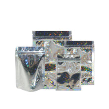 Load image into Gallery viewer, 100 Pcs Zip lock Plastic Bag Aluminum Foil Hologram Food Mylar Pouch Smell Water Proof Zipper Reclosable Pouches