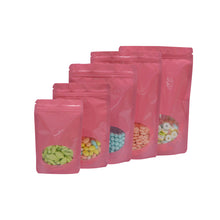 Load image into Gallery viewer, 100 Pcs Colored Aluminum Foil Stand Up Zip Lock Pouches with Clear Window For Snack Storage Resealable Bag Free Shipping