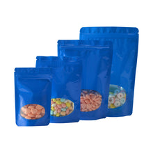 Load image into Gallery viewer, 100 Pcs Colored Aluminum Foil Stand Up Zip Lock Pouches with Clear Window For Snack Storage Resealable Bag Free Shipping
