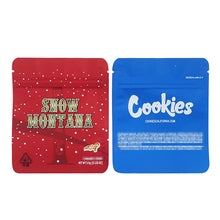Load image into Gallery viewer, 1g -3g Cookies Plastic Zipper Pouch With Stickers laser Anti Label Foil Bags Flavor Herb Flower Dry Tobacco Retail Bags