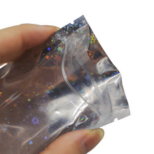 Load image into Gallery viewer, 100 Pcs Zip lock Plastic Bag Aluminum Foil Hologram Food Mylar Pouch Smell Water Proof Zipper Reclosable Pouches