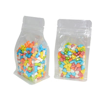 Load image into Gallery viewer, 50Pcs Transparent Flat Bottom Box Pouch Bag Stand Up Zip lock Pouch Eight Sides Seal Bag Side Gusset Standing Plastic Coffee Bag