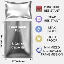 Load image into Gallery viewer, Mylar Aluminum Foil Vacuum Bags 1- 5 Gallon Mylar Bags Food Storage Bags