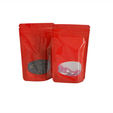 Load image into Gallery viewer, 100 Pcs Colored Aluminum Foil Stand Up Zip Lock Pouches with Clear Window For Snack Storage Resealable Bag Free Shipping