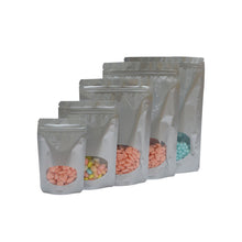 Load image into Gallery viewer, 100 Pcs Colored Aluminum Foil Stand Up Zip Lock Pouches with Clear Window For Snack Storage Resealable Bag Free Shipping