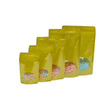 Load image into Gallery viewer, 100 Pcs Colored Aluminum Foil Stand Up Zip Lock Pouches with Clear Window For Snack Storage Resealable Bag Free Shipping