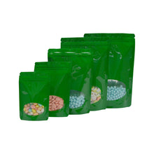 Load image into Gallery viewer, 100 Pcs Colored Aluminum Foil Stand Up Zip Lock Pouches with Clear Window For Snack Storage Resealable Bag Free Shipping