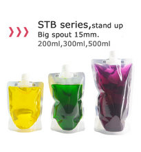 Load image into Gallery viewer, 20 pcs Full Transparent Plastic Spout Pouch Juice Pouch,Wine Flask Pouch BPA Free Food Materials Storage Bags 30 ml-500 ml