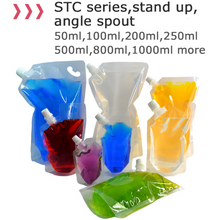 Load image into Gallery viewer, 20 pcs Full Transparent Plastic Spout Pouch Juice Pouch,Wine Flask Pouch BPA Free Food Materials Storage Bags 30 ml-500 ml