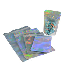 Load image into Gallery viewer, 100 Pcs Zip lock Plastic Bag Aluminum Foil Hologram Food Mylar Pouch Smell Water Proof Zipper Reclosable Pouches