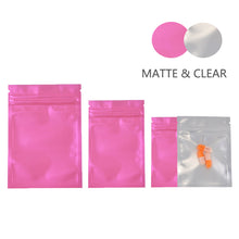 Load image into Gallery viewer, 100 pcs Matte Colorful and Transparent Zip lock Bags Colored & Clear pouches