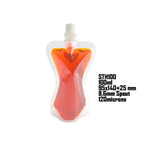 Load image into Gallery viewer, 20 pcs Full Transparent Plastic Spout Pouch Juice Pouch,Wine Flask Pouch BPA Free Food Materials Storage Bags 30 ml-500 ml
