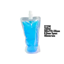 Load image into Gallery viewer, 20 pcs Full Transparent Plastic Spout Pouch Juice Pouch,Wine Flask Pouch BPA Free Food Materials Storage Bags 30 ml-500 ml