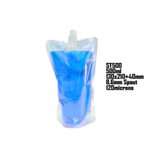 Load image into Gallery viewer, 20 pcs Full Transparent Plastic Spout Pouch Juice Pouch,Wine Flask Pouch BPA Free Food Materials Storage Bags 30 ml-500 ml
