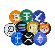 Load image into Gallery viewer, 100 pcs 1g Mylar Bags Holographic Crypto Bitcoin BTC USDT XRP LTC ETH OKB Cryptocurren Smell Proof Zip lock Pouch Small Bags
