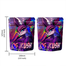 Load image into Gallery viewer, OG KUSH 3.5g Mylar Bag Zipper Pouch 100 PCS in Stock Mixed Designs Holographic Laser Glossy Bag
