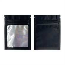 Load image into Gallery viewer, 0.5g 1g 3.5g 7g 14g 28g 454g 1lb Pound Black Matte Color Zipper Bag Smell Proof Pouch One Side Clear Mylar Bag 100PCS Free Ship
