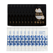 Load image into Gallery viewer, Smell Proof Stand-Up Pouches with 2-Way Humidity Control Packs Heat Sealable Storage &amp; Curing Set for Herbs &amp; Flower Buds 58%-62% RH Freshness &amp; Long-Term Moisture Control

