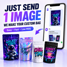 Load image into Gallery viewer, 500 Packs Small Batch Custom 3.5g Bags For Weed 4x5'' Customized Printed Mylar Bags Design Logo Stand Up Resealable Zipper Pouches Zip lock Bags
