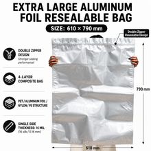 Load image into Gallery viewer, Heavy-Duty 4-Layer Aluminum Foil Storage Bags – Survival Grade Food Storage with Double Zipper
