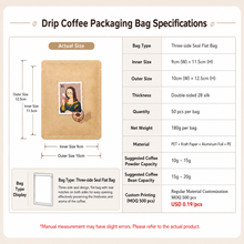 Load image into Gallery viewer, Premium Drip Coffee Outer Bags – Thickened Kraft Paper &amp; Pure Aluminum Foil Packaging

