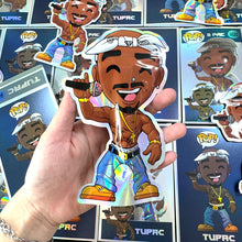 Load image into Gallery viewer, 3.5g Pop 2PAC Tupac Doll Figure Collectible - Custom Mylar Ziplock Bags with Transparent   Window, Laser Holographic Design, Includes Paper Boxes - In Stock
