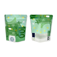 Load image into Gallery viewer, 10€ 20€ 50€ 100€ 200€ 500€ Bills Paper Zip lock Bag Small Pouch With Clear Window 1-3.5G Mylar Small Bag Customized Design EURO
