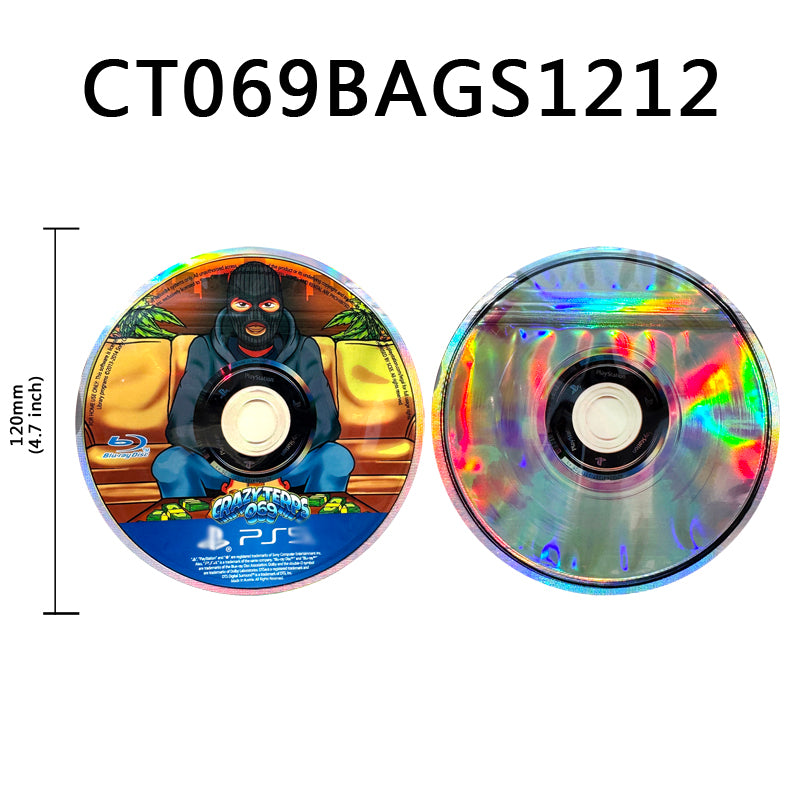 25 Bags with 25 Boxes In-Stock 3.5g Mylar Bags for CD/DVD, Zipper Circle Disc Pouches, Game CD/DVD Case, Shaped Mylar Bags, Packaging for DVD/CD with Box Customized