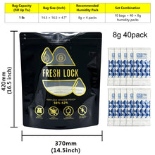 Load image into Gallery viewer, Smell Proof Stand-Up Pouches with 2-Way Humidity Control Packs Heat Sealable Storage &amp; Curing Set for Herbs &amp; Flower Buds 58%-62% RH Freshness &amp; Long-Term Moisture Control
