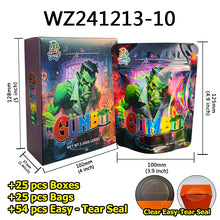 Load image into Gallery viewer, Stock 25 Pcs Mylar Bag 3.5g with 25 Pcs Boxes Cereal Paper Boxes  Edible Cali Packs 8th Plug Smell Proof 3.5 Die Cut Mylar Bags with Boxes
